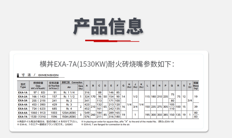 日本橫井耐火磚燒嘴EXA-7A